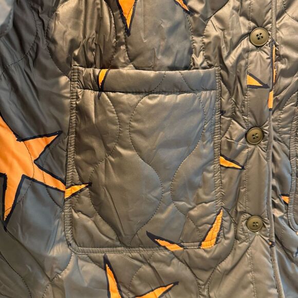 Easel Scribbly Stars Reversible Jacket Quilted Fleece Pockets Green Size Large - Picture 4 of 12